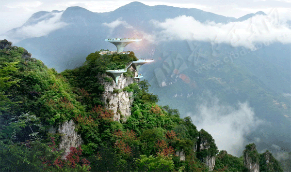 长江三峡巫峡口风景区轿子岩观景平台效果图
